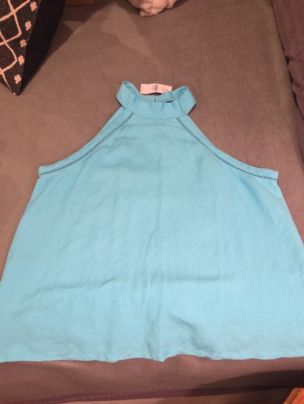 Ann Taylor Factory Aqua High-Neck Sleeveless Tank